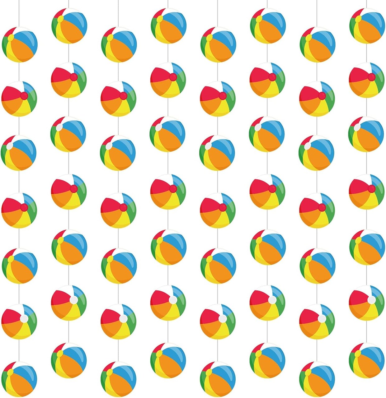 8 Pieces Beach Ball Garland Summer Pool Party Hanging Banner Decorations(Beach Ball)